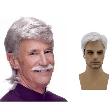 DKE&amp;YMQ Mens Wigs, Fluffy and Realistic Short Hair Old Man Wig, Men&rsquo;S Natural Daily Use Hair Suitable for Middle-Aged and Elderly People