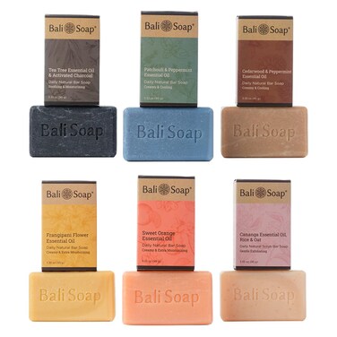 Bali Soap - Tropical Fresh &amp; Earthy Botanical - Natural Soap Bar with Premium Essential Oil - Handmade, Vegan, Body and Face Soap, Plant Based Cold Process - 3.5oz Bars