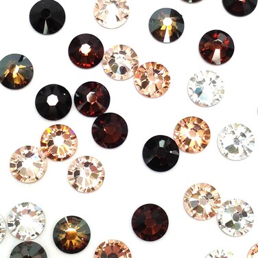 144 pcs (1 Gross) Austrian Crystal Austria 2058 Xilion Rose Crystal Flat Backs No-Hotfix Rhinestones Nail Art Brown &amp; Peach Colors Mix ss5 (1.8mm) from Mychobos (Crystal-Wholesale) Round Tiny