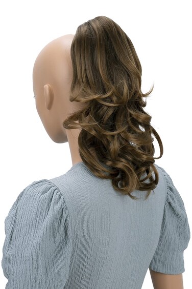 CAISHA 14" Wavy Clip On Ponytail With Butterfly Clip Hairpiece Heat-resistant Synthetic Fibres Brown Mix H129