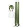 Long hair double ponytail high silk simulation daily cos anime wigs (Dark green)