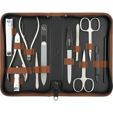 Manicure Set Women and Men &ndash; 12-Piece Professional Grooming Kit with Premium Tools, Genuine Leather Case, and exclusive Glass Nail File for Hand &amp; Foot Care, German Quality