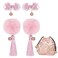 Chinese Style Hair Accessories Set, Fluffy Ball &amp; Chinese Knot Hair Clips, Festive Pink Tassel Set for Christmas, New Year &amp; Special Occasions - Pink