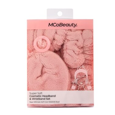 MCoBeauty Super Soft Cosmetic Headband &amp; Wristband Set, Ultimate for Self-care, for your Makesup and Skincare Routine