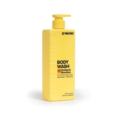 Tooletries Superior Lather Men's Body Wash - Outback Bourbon Scent - Moisturizing Shower Gel with Tazman Pepper - Extra Fresh, Paraben Free - Reusable Bottle - 500ml