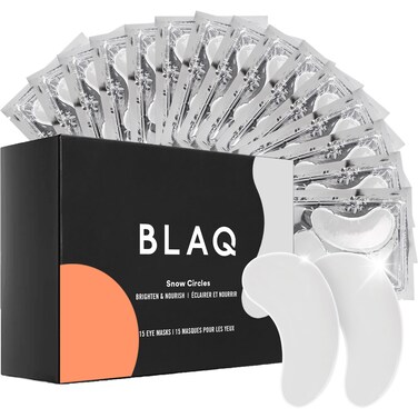 BLAQ Premium Under Eye Hydrating Patches for Dry Skin, Dark Circles and Puffiness. Snow Mushroom, Green Tea, Marine Algae, Vegan and Cruelty-Free, Snow Circles, 15-Pack