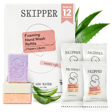Tirtyl Skipper Foaming Hand Soap Tablet Refills - 12 Pack - 96 fl oz total (12x 8 fl oz) - Rebranded - Compostable Packaging - Variety Fragrance Pack