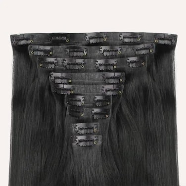 Zala Real Human Hair Clip-In Hair Extensions - Seamless Clip Ins for Natural, Full Hair - Clip In Hair Extensions for Instant Volume &amp; Length - 9 Piece Clip-in Set in Jet Black (190g / 20 inch)