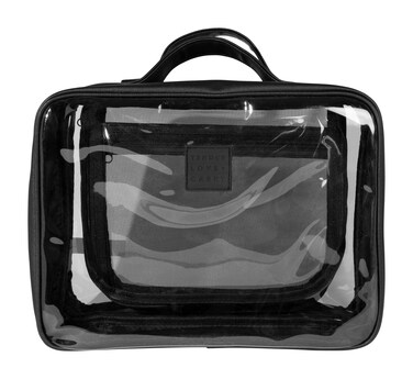 Clarity Kit - Large Transparent Toiletry Bag With Black Edges, Portable Water-Resistant Large Travel Bag for Toiletries &amp; Cosmetic Essentials, For Women and Men