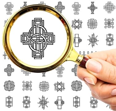 Nail Stickers Decal Transfers (5 Sheets) FLONZNAIL Intricate Knots Ancient Icons Pictograms