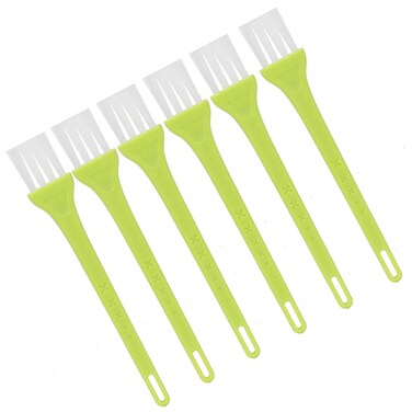 WNSC Electric Shaver Cleaning Brushes, 6pcs, Green Handle, White Nylon Bristles, PP Material, Ergonomic Long Handle, Hanging Hole Design