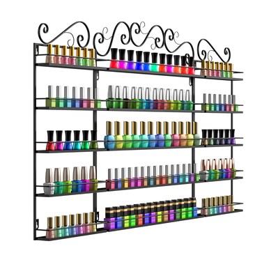 LASIEYO 5 Tier Nail Polish Racks, Nail Polish Racks for The Wall, Nail Polish Wall Rack Nail Polish Bottles   Essential Oil Storage Display Nail Polish Rack (170-200 Bottles - Black)