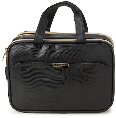 Nine West Women's Cosmetics Bag - Travel Makeup and Toiletries Weekender Bag - Makeup Organizer Case, Black