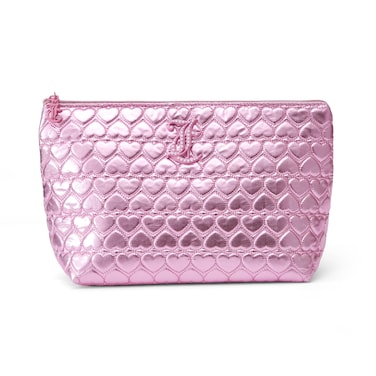 Juicy Couture Pink Quilted Heart Metallic Cosmetic Bag