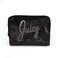 Juicy Couture Women's Cosmetics Bag - Travel Makeup and Toiletries Clutch Wedge Pouch, Black Crushed Velvet