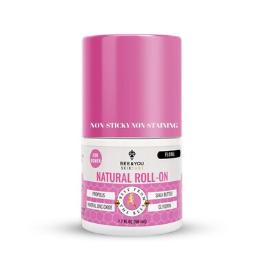 Bee and You All Natural Deodorant for Women, Single Pack, Roll On, Propolis, Shea Butter, Mineral Zinc, Floral Fresh Scent, Light, Fresh Cooling
