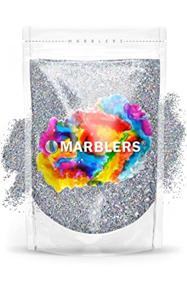 MARBLERS Holographic Glitter [Holo Silver] 3oz (85g)   Fine   Non-Toxic, Vegan, Cruelty-Free   Face, Body, Eyeshadow, Hair, Festival, Party Makeup   Nail Art, Polish   Resin, Tumbler, Slime, Craft