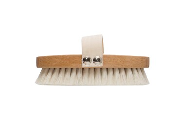 Creative Co-Op Beech Wood Bath Elastic Band &amp; Metal Rivets Brush, Brown