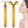 2-IN-1 Electric Face Massager Roller 24k Golden Face Roller, 3D Roller and Unique Crescent Shape Facial Roller Massager Kit Arm Eye Nose Massager Skin Care Tools