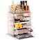 Sorbus Clear Cosmetic Makeup Organizer - Make Up &amp; Jewelry Storage, Case &amp; Display - Spacious Design - Great Holder for Dresser, Bathroom, Vanity &amp; Countertop (4 Large, 2 Small Drawers) [Glitter]