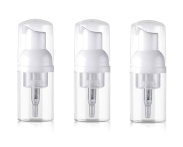 3Pcs Empty Refillable Clear Plastic Foamer Pump Bottle Foaming Dispenser Cosmetic Makeup Sample Storage Container Vial Pot for Kitchen and Bathroom Use(30ml/1oz)