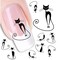 6 PCS Stylish Black Cat Image Nail Art Sticker Nail Decoration Charm Decals Nail Nail Polish Art Design Sticker Nail Ornaments for Manicure Pedicure for Women Girls