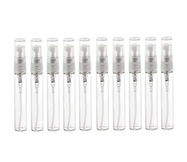 10PCS 10ML 0.3OZ Mini Transparent Empty Glass Spray Bottles with Cap Makeup Water Toner Perfume Storage Holder Refillable Durable Fine Mist Tube Cosmetic Container Jar for Travel Daily Life Use