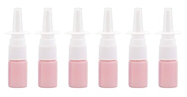 12Pcs Mini Plastic Nasal Spray Bottles - 5Ml Portable Empty Refillable Fine Mist Sprayers Cosmetic Perfume Makeup Water Storage Holder Container (Pink)