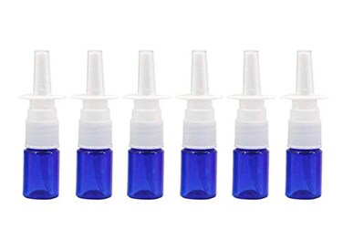 12Pcs Mini Plastic Nasal Spray Bottles - 5Ml Fine Mist Sprayers Cosmetic Perfume Makeup Water Storage Holder Container Portable Empty Refillable(Blue)