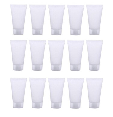 24Pcs Empty Refillable Transparent Plastic Portable Soft Squeezable Cosmetic Bottle Tube With Flip Lid For Storage Facial Cleaner Lotion Emulsion Shampoo Gel Toothpaste Sample size 5ML