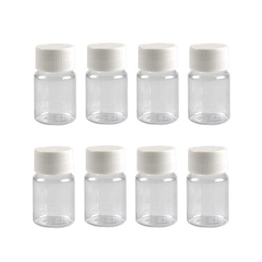 12PCS 15ML 0.5OZ Transparent Empty Plastic Bottles with White Screw Cap Solid Powder Holder Storage Box Refillable Portable Durable Container Jar Pot for Travel Daily Life