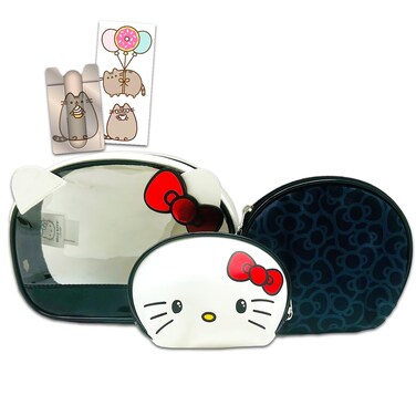 Hello Kitty Makeup Bag Set - Bundle with 3 Cosmetic Travel Size Toiletries Bags &amp; More Phone Wallet, Stickers   Hello Kitty Toiletry Bag