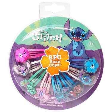 Disney Stitch Kids Hair Clips for Girls Snap Clips 8 Pack Multi Color Ages 3+