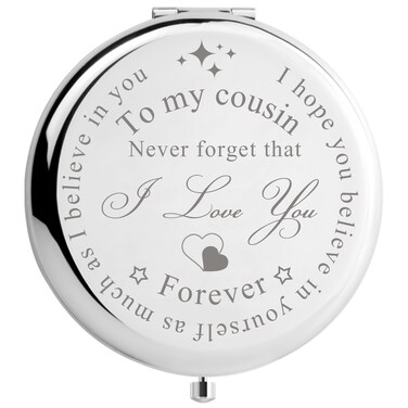 Cousin Gifts for Women Christmas Birthday Compact Makeup Mirror, Unique Gifts for Cousin Sister Makeup Mirror (I Love You Cousin)