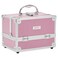 Glamlily Pink Makeup Train Case with Lock and 2 Keys, 3-Tier Cosmetic Storage Box
