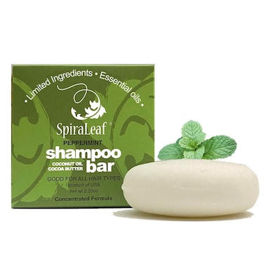 Spiraleaf Shampoo &amp; Shave Bar &ndash; Plant-Based Shampoo &amp; Shave Bar for All Hair Types, Concentrated Formula with Essential Oils, Limited Ingredients,USA Made, 2.25oz -Peppermint