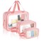 Travel Toiletry Bag for Women Men -Waterproof, Clear, Portable and Cute Makeup Cosmetic Bag Set (3-Pink)