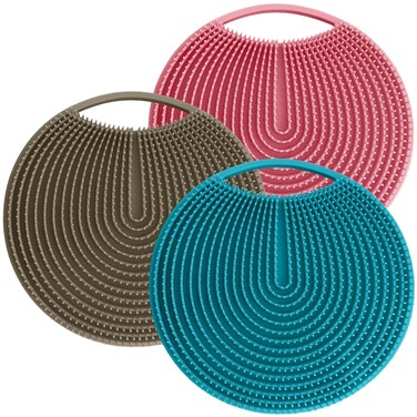 Silicone Body Scrubber, Exfoliating Loofah with Handle, Body Brush, Gentle Body Scrubber, Scrubber for Sensitive Skin, Travel Body Scrub, Silicone Scrub Pet Friendly (Sky Blue)