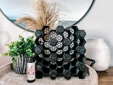 Hair Dye Hexagon Holder - 34mm Diameter Bottles - Hair Stylist Dye Holder Rack   Holds 42 Bottles Per Section
