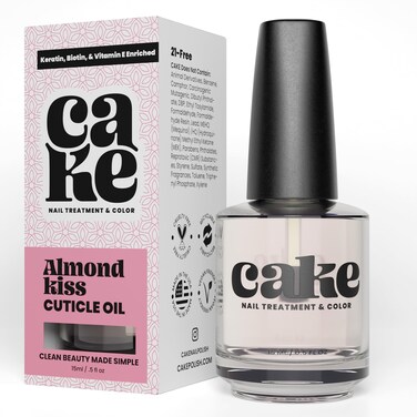 CAKE Almond Kiss Cuticle Oil - Fortified Cuticle &amp; Nail Treatment with Biotin, Keratin, Vitamin E, and Aromatic Almond for Full Salon Spa Experience, .05 fl oz., CAKE Nail Treatment &amp; Color