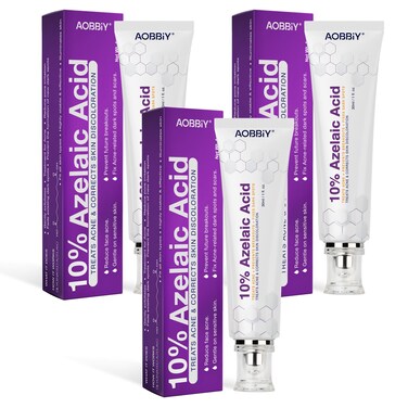 10% Azelaic Acid Cream: Acne Treatment - Acne Cream - Redness Relief for Face - Redness Reducing Skin Care, Fix Discoloration, Prevent Breakouts, Enhance Skin Tone 1 OZ (3 Pack)
