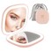 Led Compact Mirror, 1X /10X Magnification, 3.9" X 0.9" Portable Double Sided Lighted Makeup Mirror, USB Charging, 3 Light Setting and Dimmable, Memory Touch Switch (Pink)