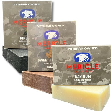 All Natural Bar Soap, 3 Bar Variety Pack- Bay Rum, Sweet Tobacco, &amp; Pine Tar   Fan Favorites   Made in the USA   Veteran-Owned   Ideal for Men