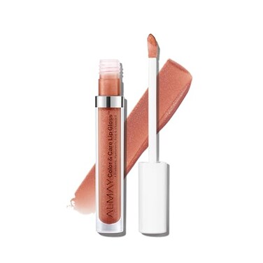 Almay Color &amp; Care Hydrating Lip Gloss, Soft Natural Hues, Prebiotic Complex, Hyaluronic Filling-Sphere Technology, 300 Glitters Gold, 0.1 Fl Oz