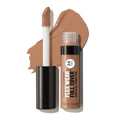 Revlon ColorStay Flex Wear, Full Cover Non-Creasing Concealer, Infused with Hyaluronic Acid &amp; Vitamin E, Flexible Longwear, 070 Nutmeg, 0.34 Fl Oz