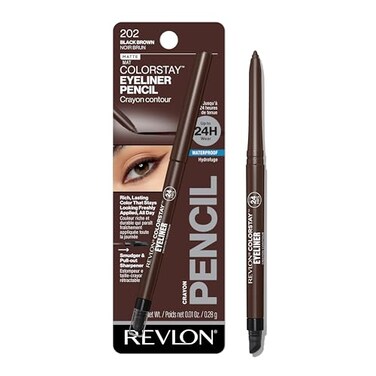 Revlon ColorStay Pencil Eyeliner with Built-in Sharpener, Waterproof, Smudgeproof, Longwearing Eye Makeup with Ultra-Fine Tip, Black Brown, 0.01 oz