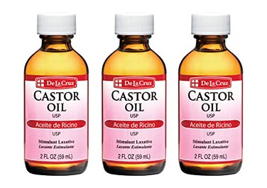 De La Cruz Castor Oil - 100% Pure Castor Oil for Hair, Skin, Eyelashes, and Eyebrows - USP Grade, 2 FL Oz (3 Glass Bottles)
