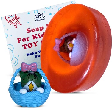 Relaxcation Natural Soap Bar For Kids With Toys Inside   Surprise Toy Inside the Bar   Made in USA from Safe Ingredients   Kid's Favorite Everyday Routine (cat in basket)