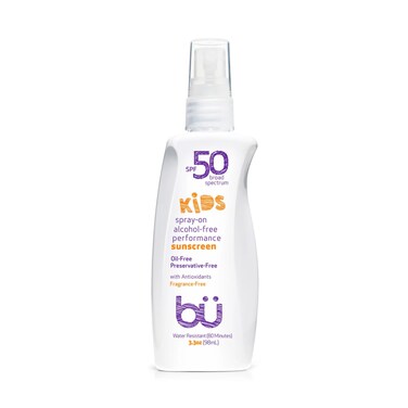 Bu SPF 50 Sunscreen Spray KIDS - Sweat &amp; Water-Resistant. Clear, Moisturizing, Non Comedogenic. Oil, Alcohol and Cruelty-Free. Travel, Sport, Sensitive Skin.