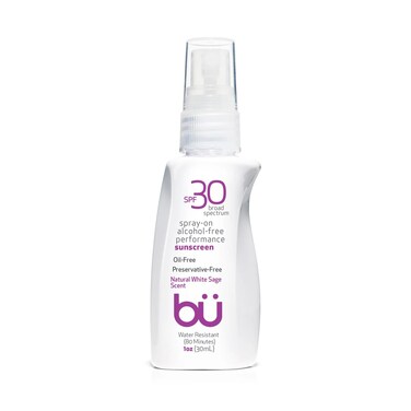 Bu SPF 30 Ultrafine WOWmist Sunscreen Spray - Clear, Non Greasy, Non Toxic, Non Comedogenic. Sweat &amp; Water-Resistant. Travel, Sport, Sensitive Skin (White Sage, 1 oz)